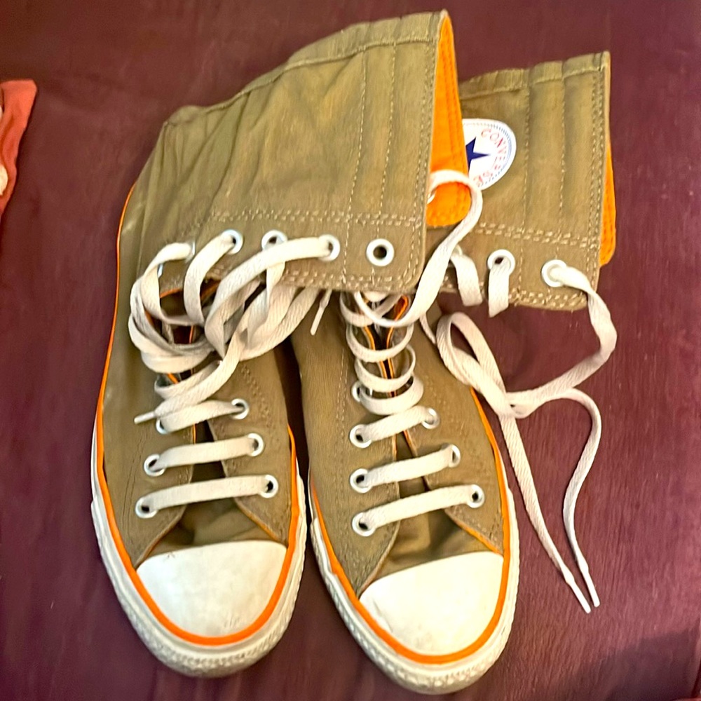 Converse High-Top Sneakers - Olive and Orange
